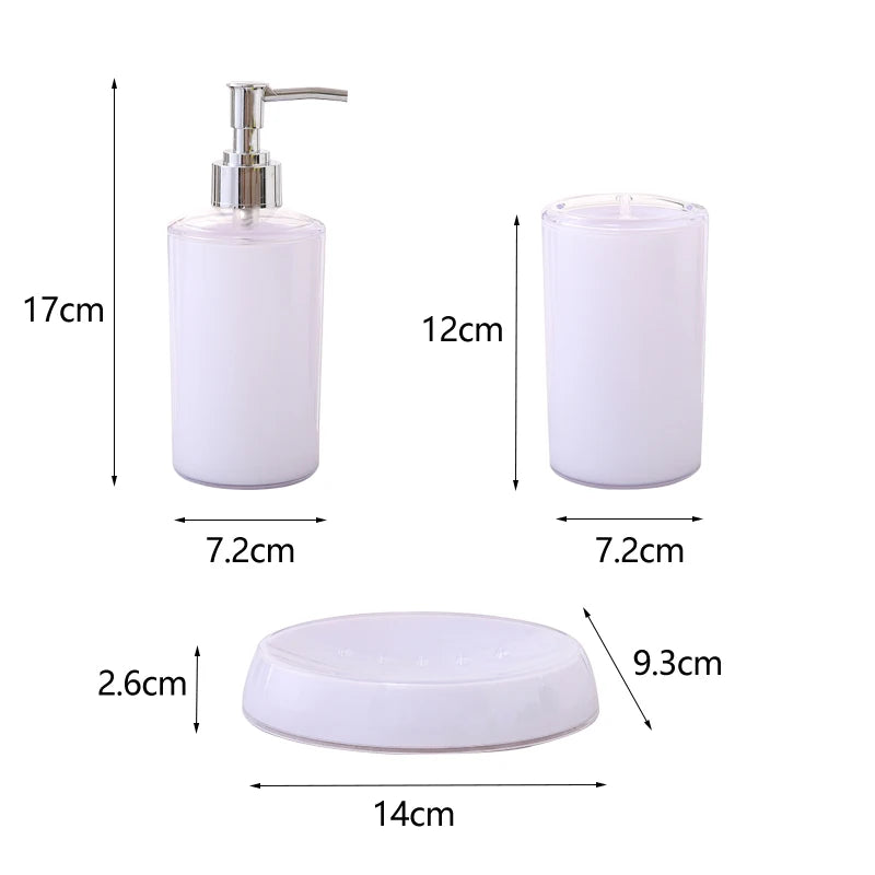 3Pcs/Set Plastic Bathroom Accessories Soap Dispenser Toothbrush Holder Soap Box for Washroom