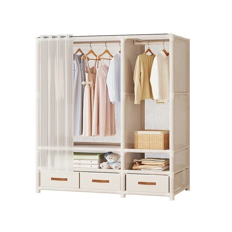 Dustproof Multipurpose Storage Rack, Large Capacity, Simple Assembly Clothes Cabinet Space, Household Wardrobes, Bedroom