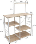 4-Tier Kitchen Baker's Rack and Microwave Oven Stand, White Oak Finish, Model 172-MO-SH