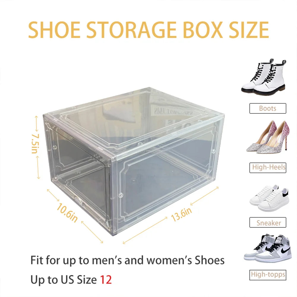 Shoe Storage Box (4Pack) Shoes Organizer Auto-Opening White Shoe-Shelf Home Furniture Cabinets for Living Room Shoerack Cabinet