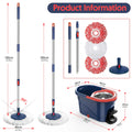 Spin Mop and Bucket System with Wringer Set for Floors Cleaning, Red