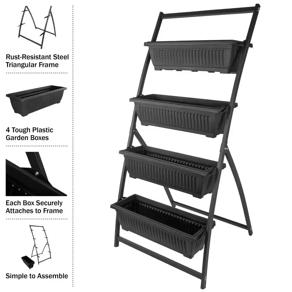 4-Tier Vertical Planter, Black