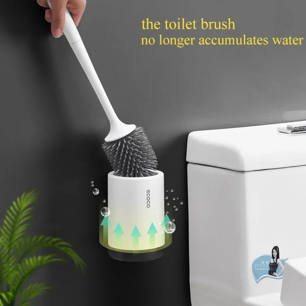 ECOCO Toilet Brush and Holder Quick Drain Cleaning Brush Tools for Toilet Household WC Washroom Bathroom Accessories Sets
