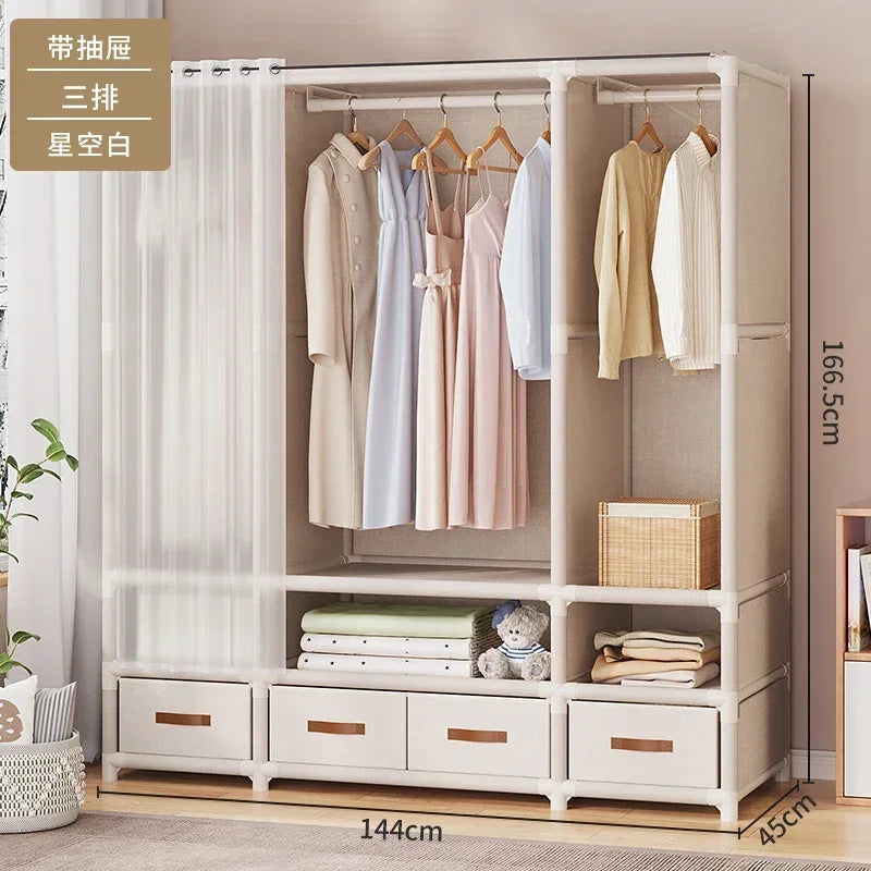 Dustproof Multipurpose Storage Rack, Large Capacity, Simple Assembly Clothes Cabinet Space, Household Wardrobes, Bedroom