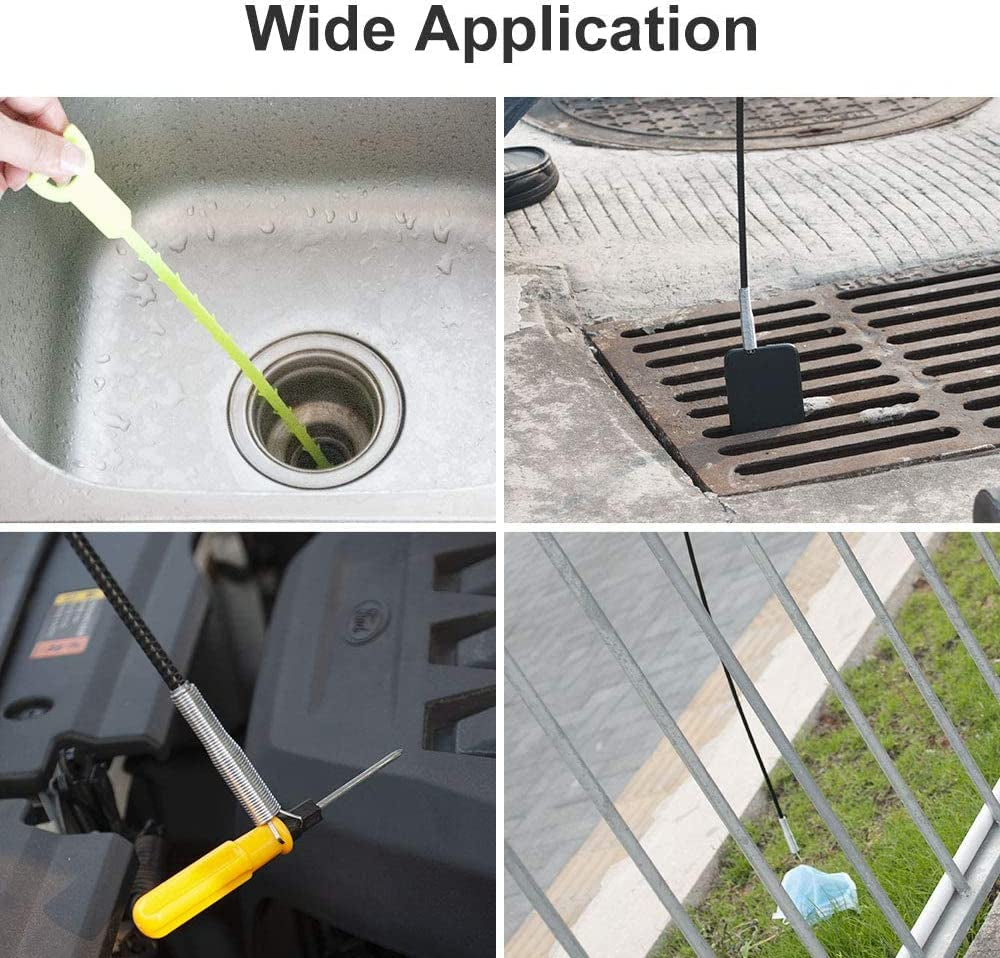 Flexible Grabber Claw Pick up Reacher Tool (Drain Clog Remove Tool), with 4 Claws Bendable Hose Pickup Reaching Assist Tool for Litter Pick, Home and Kitchen Sink, Drains, Toilet (35.4 Inch)