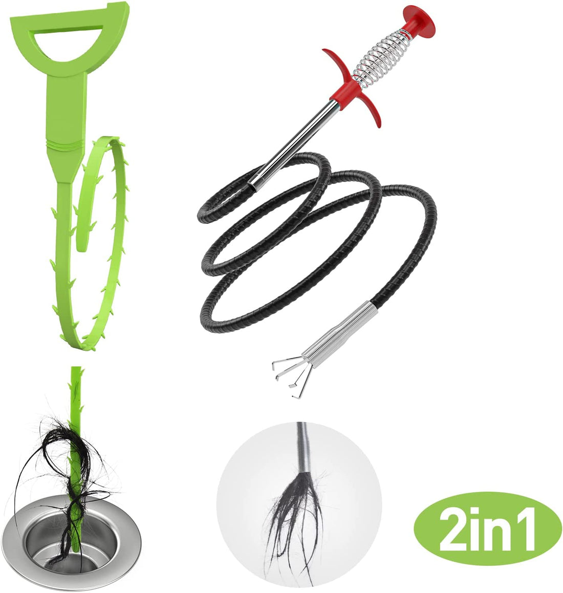 Flexible Grabber Claw Pick up Reacher Tool (Drain Clog Remove Tool), with 4 Claws Bendable Hose Pickup Reaching Assist Tool for Litter Pick, Home and Kitchen Sink, Drains, Toilet (35.4 Inch)