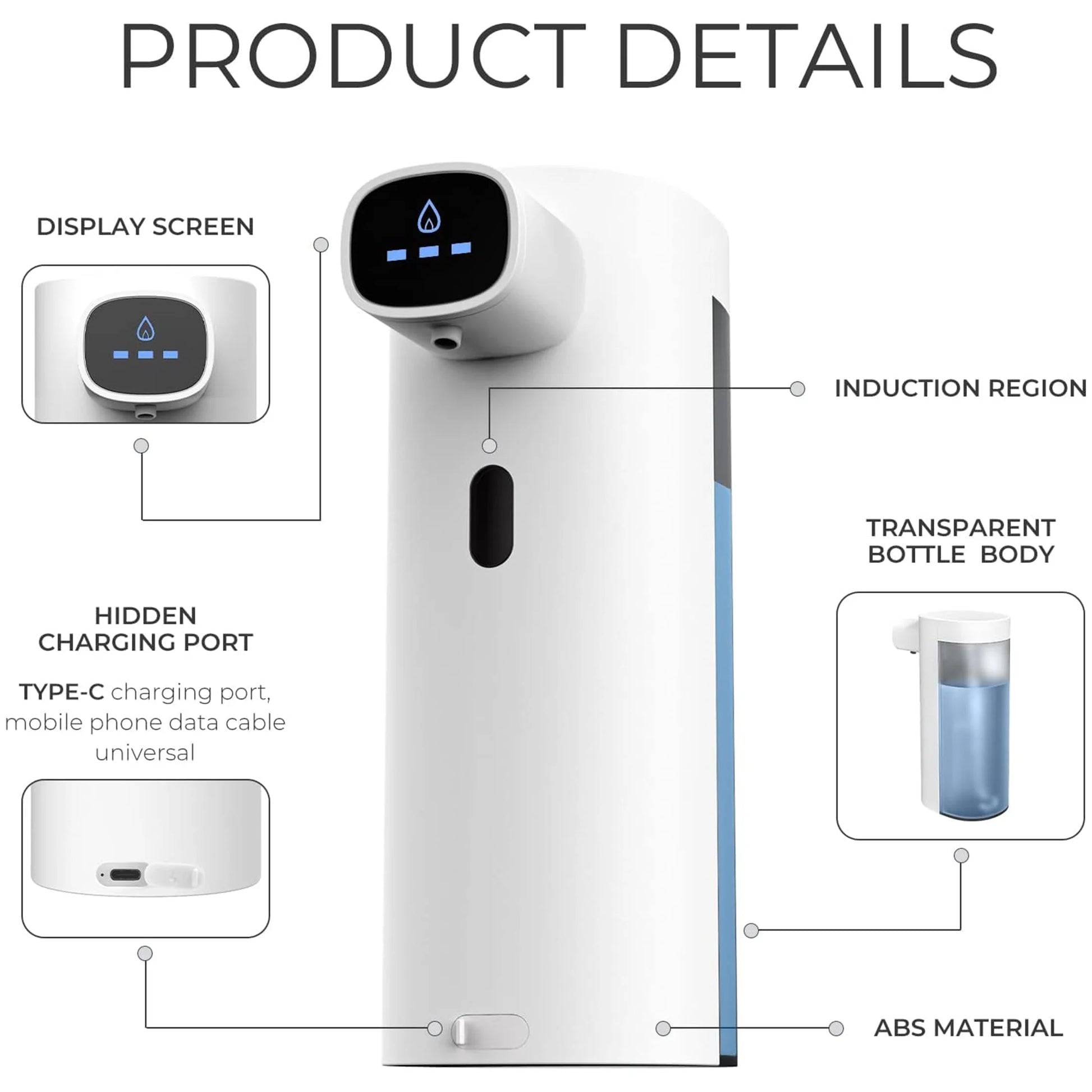 ! 10Oz/300Ml Automatic Foaming Soap Dispenser Touchless Foam Soap Dispenser,Usb Rechargeable