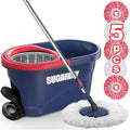 Spin Mop and Bucket System with Wringer Set for Floors Cleaning, Red