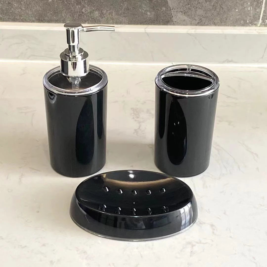 3Pcs/Set Plastic Bathroom Accessories Soap Dispenser Toothbrush Holder Soap Box for Washroom