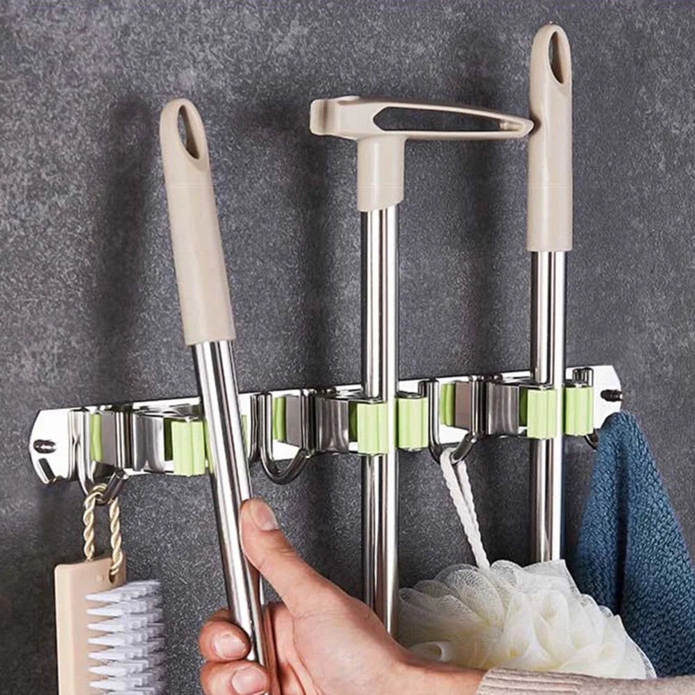 Ludlz 1/2/3/4/5 Hook Broom Holder Wall Mounted - Mop and Broom Hanger Holder - Garage Storage Rack & Garden Tool Organizer for Home, Kitchen, Garden, Tools, Garage Organizing