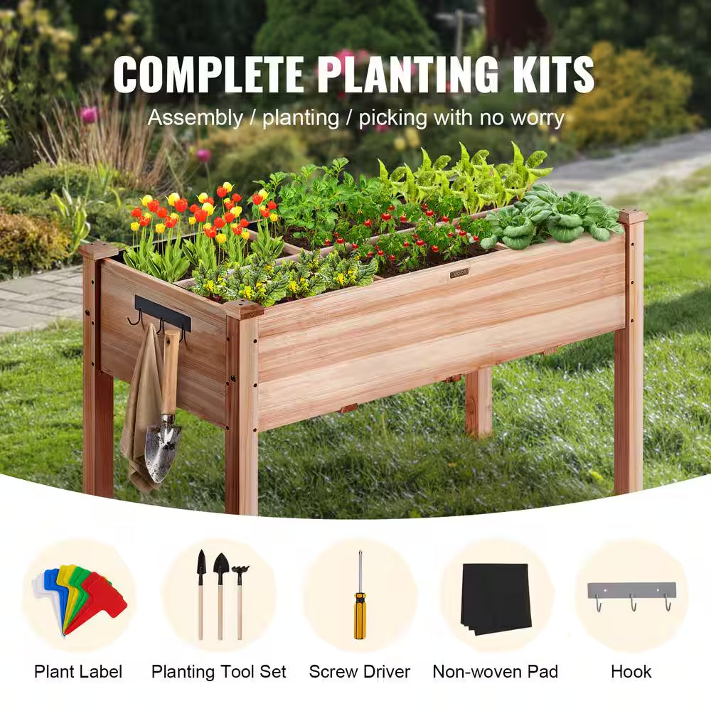 4 Ft. X 2 Ft. X 2.5 Ft. Raised Garden Bed Wooden Planter Box with Legs Elevated Outdoor Planting Boxes