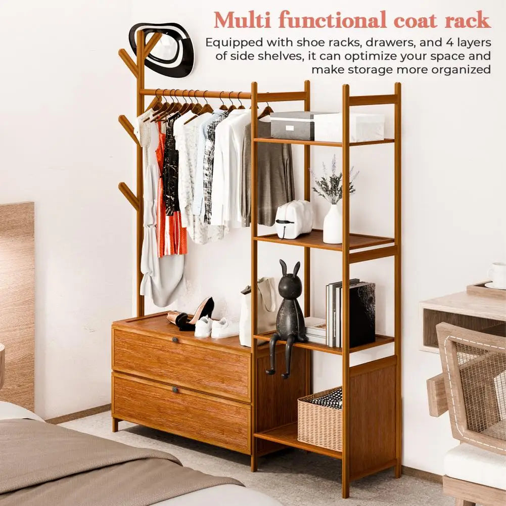 Simple Assembly Bamboo Wardrobe Standing Wardrobes Modern Household Storage Cabinets Bedroom Furniture Wardrobe Garment Rack