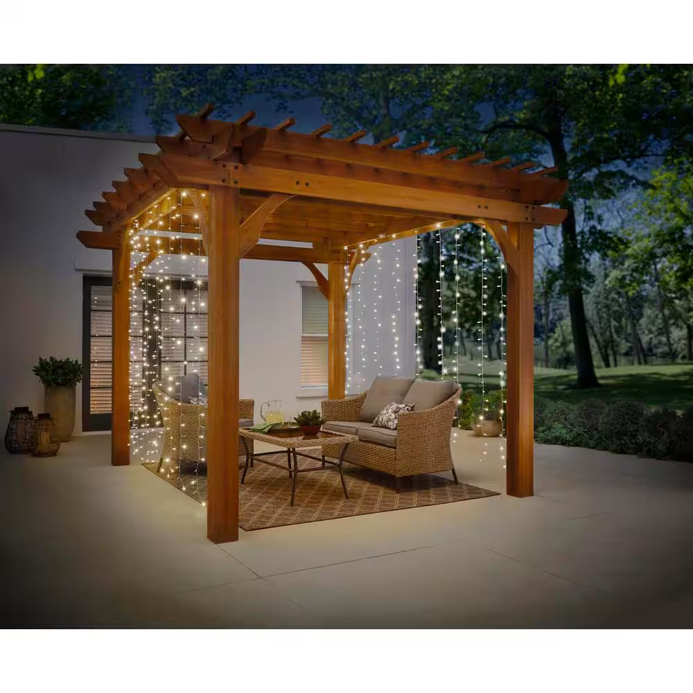 300-Light 10 Ft. Indoor/Outdoor Plug-In Integrated LED Mini Bulb 10-Strand Willow Curtain String Light Set, 1-Pack