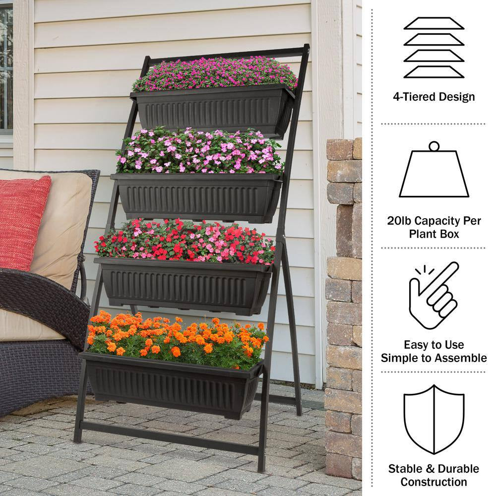 4-Tier Vertical Planter, Black