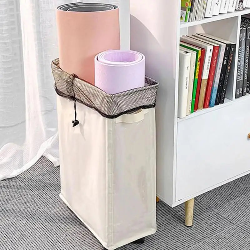 Collapsible Laundry Baskets Large Slim Folding Hamper Freestanding Narrow Corner Bin with Handle Home Storage Basket Accessories