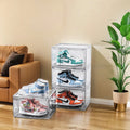 Shoe Storage Box (4Pack) Shoes Organizer Auto-Opening White Shoe-Shelf Home Furniture Cabinets for Living Room Shoerack Cabinet