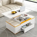 Lift Top Coffee Table, Modern Center Table with 4 Storage Ottoman Stools and Foldable Top for Living Room(Black)