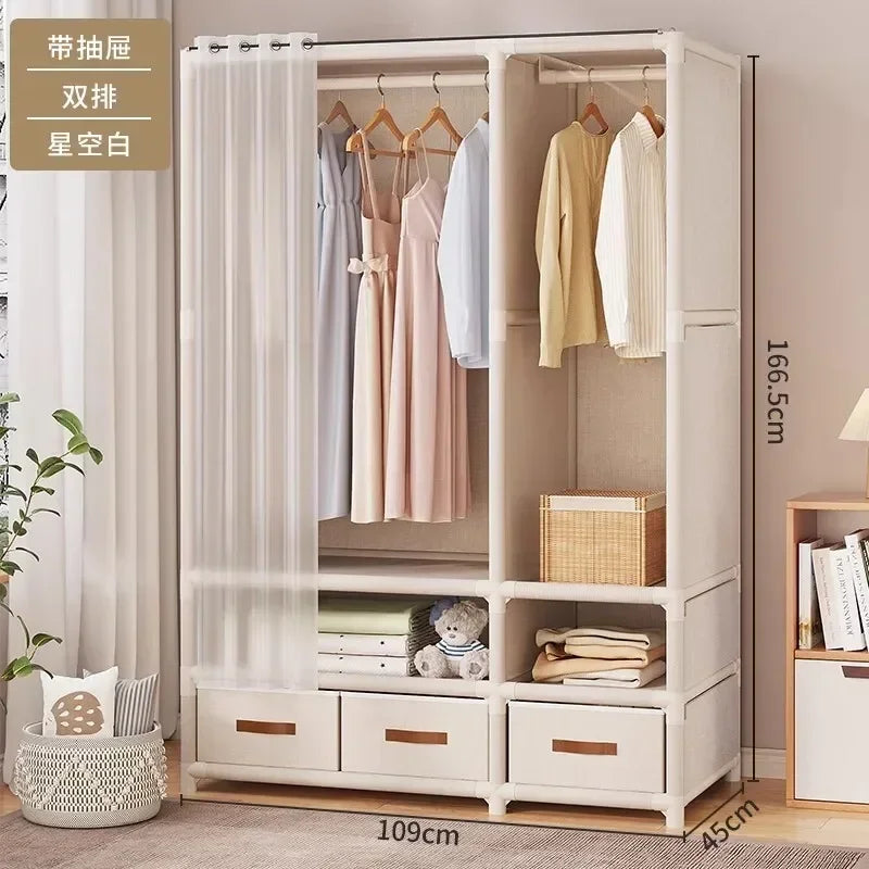 Dustproof Multipurpose Storage Rack, Large Capacity, Simple Assembly Clothes Cabinet Space, Household Wardrobes, Bedroom