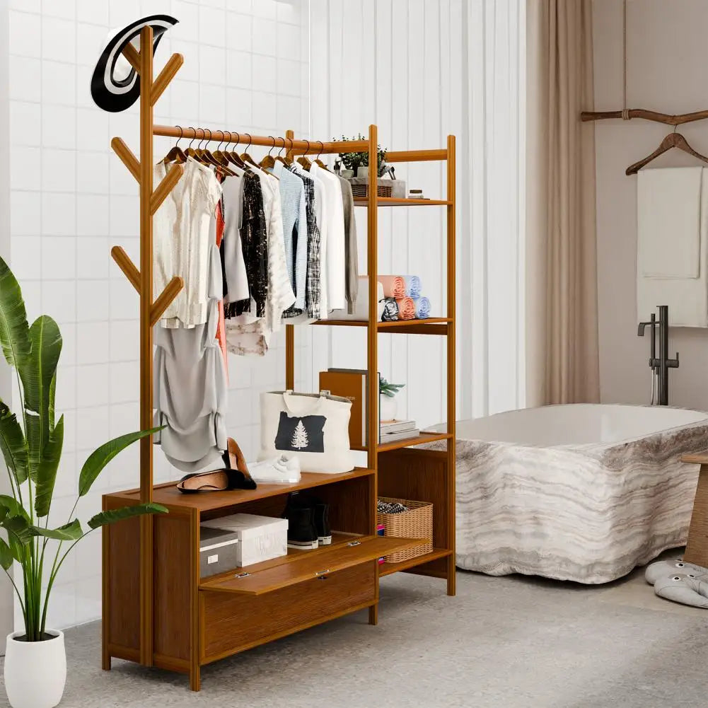 Simple Assembly Bamboo Wardrobe Standing Wardrobes Modern Household Storage Cabinets Bedroom Furniture Wardrobe Garment Rack