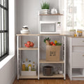4-Tier Kitchen Baker's Rack and Microwave Oven Stand, White Oak Finish, Model 172-MO-SH