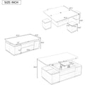 Lift Top Coffee Table, Modern Center Table with 4 Storage Ottoman Stools and Foldable Top for Living Room(Black)