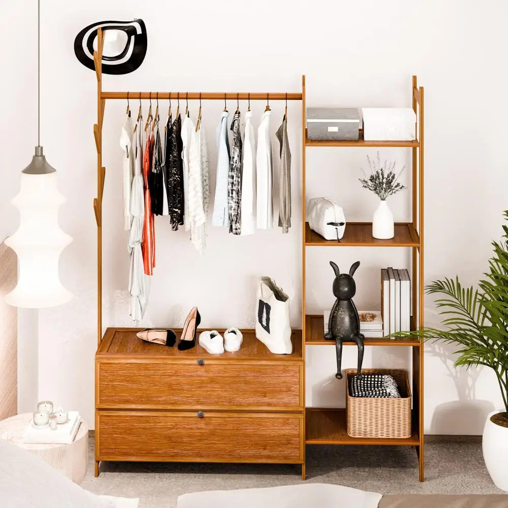 Simple Assembly Bamboo Wardrobe Standing Wardrobes Modern Household Storage Cabinets Bedroom Furniture Wardrobe Garment Rack