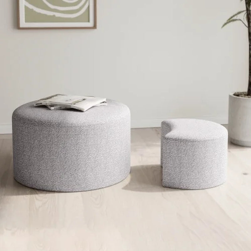 Upholstered Nesting Coffee Tables (Set of 2), Side Table for Living Room, Bedroom, Office, Beige