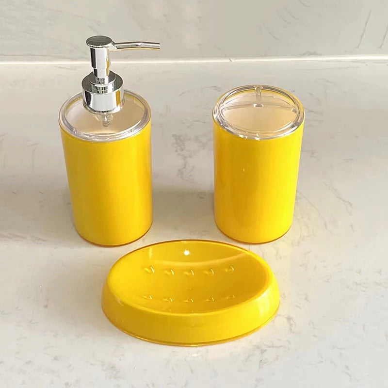3Pcs/Set Plastic Bathroom Accessories Soap Dispenser Toothbrush Holder Soap Box for Washroom