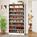 Tall Shoe Cabinet, 9 Tiers 40-45 Pairs Heavy Duty Wood Freestanding Shoe Storage Cabinet