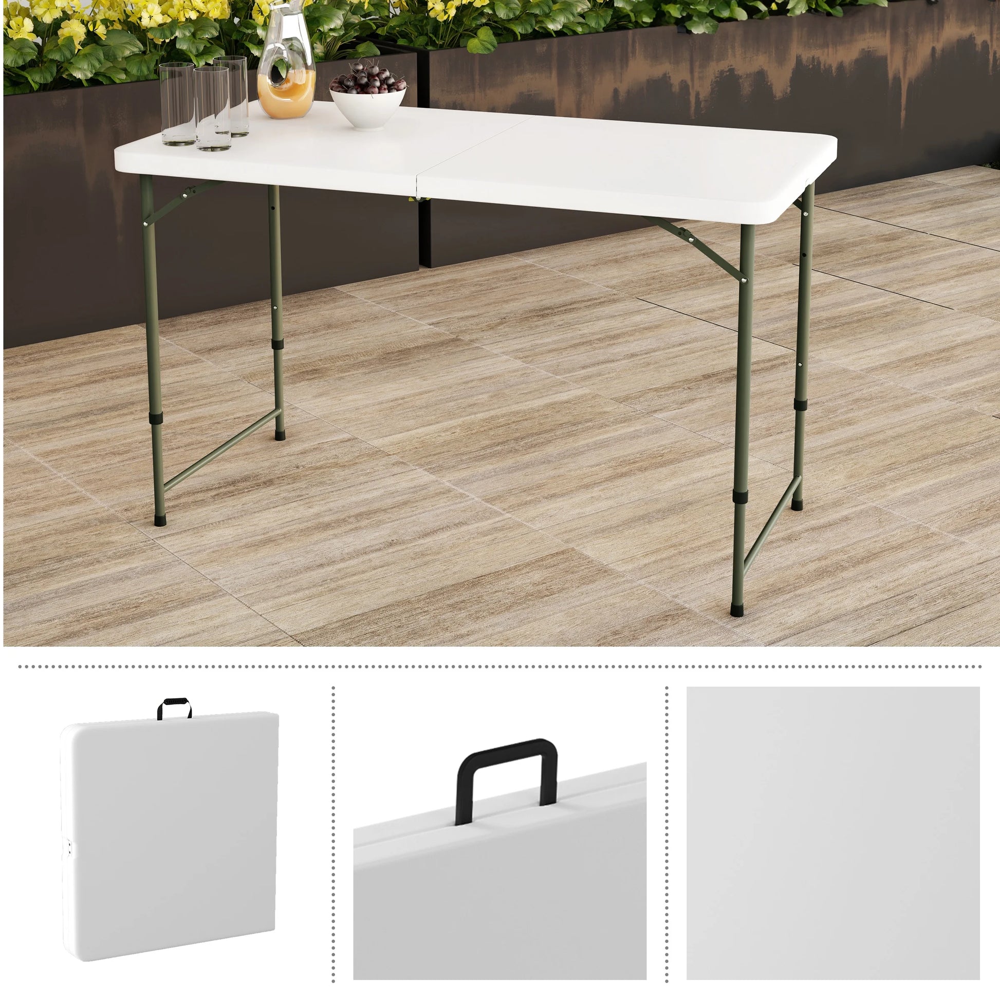 Adjustable Folding Table - 4 Foot Plastic Utility Tabletop