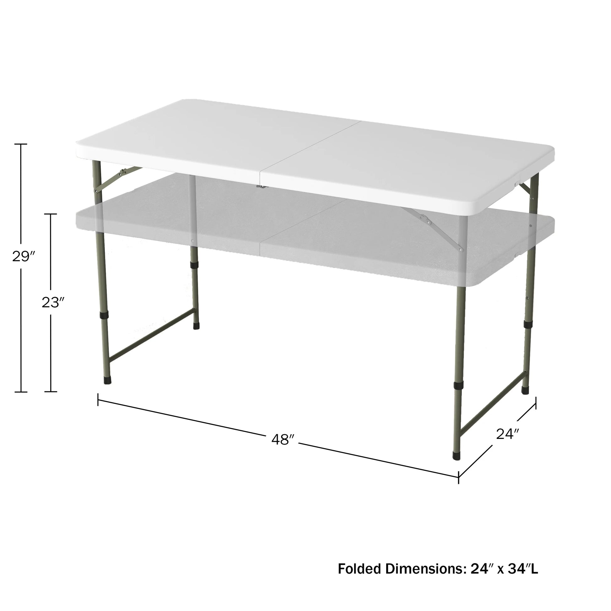 Adjustable Folding Table - 4 Foot Plastic Utility Tabletop