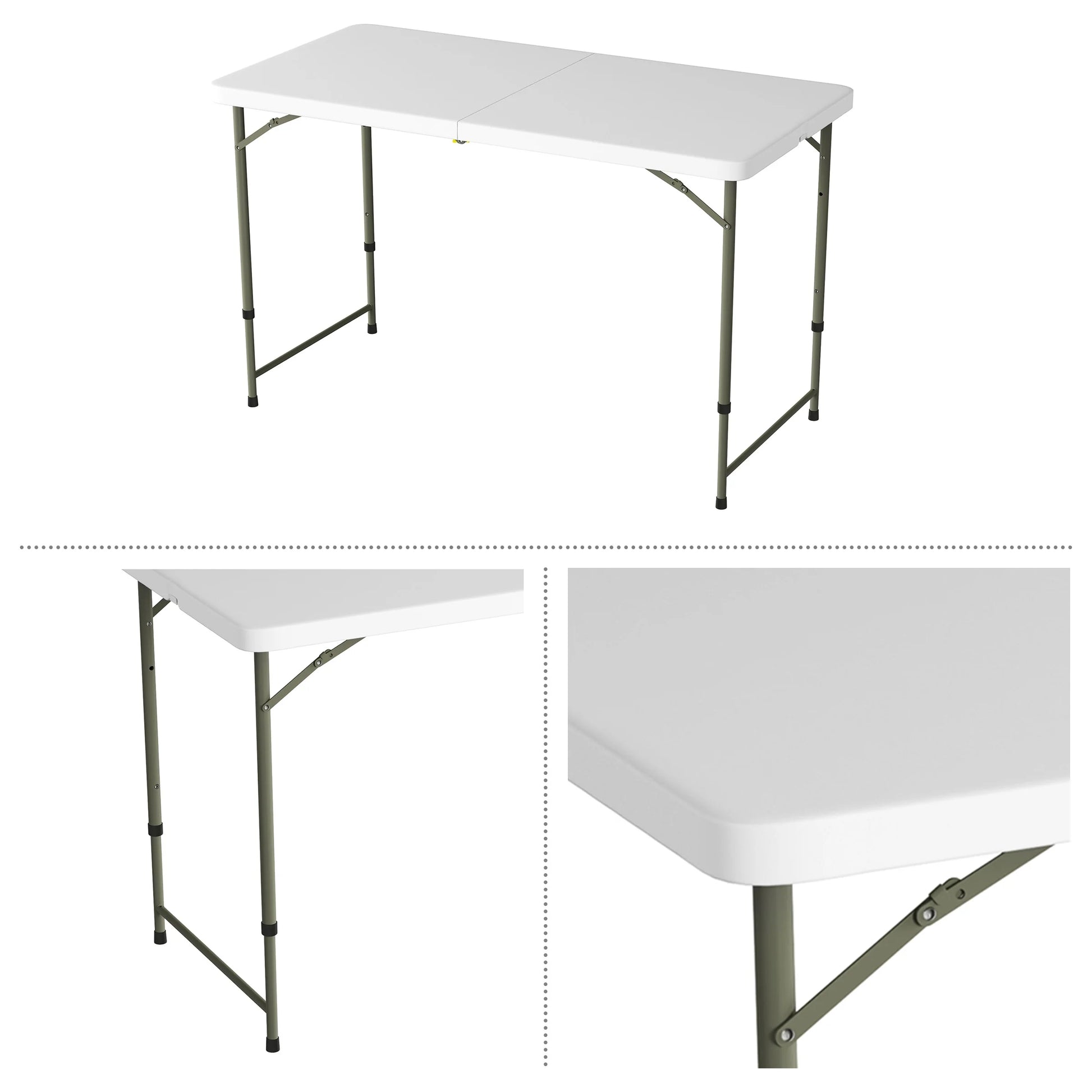Adjustable Folding Table - 4 Foot Plastic Utility Tabletop