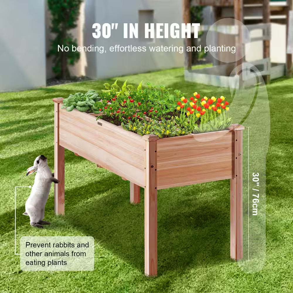 4 Ft. X 2 Ft. X 2.5 Ft. Raised Garden Bed Wooden Planter Box with Legs Elevated Outdoor Planting Boxes