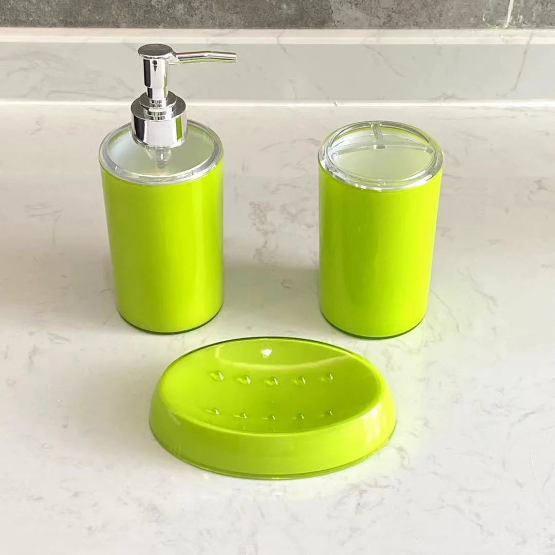 3Pcs/Set Plastic Bathroom Accessories Soap Dispenser Toothbrush Holder Soap Box for Washroom