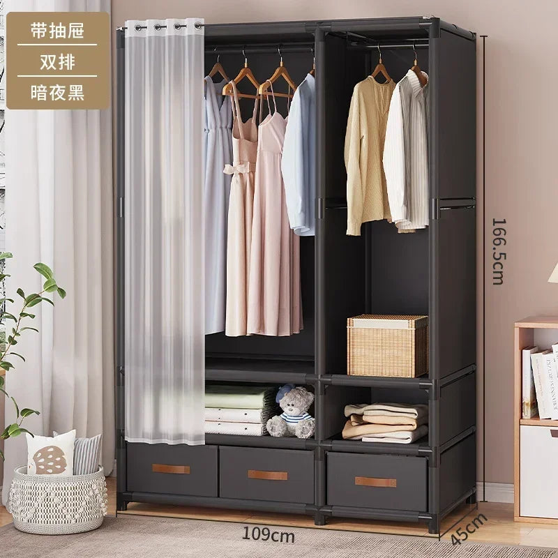 Dustproof Multipurpose Storage Rack, Large Capacity, Simple Assembly Clothes Cabinet Space, Household Wardrobes, Bedroom
