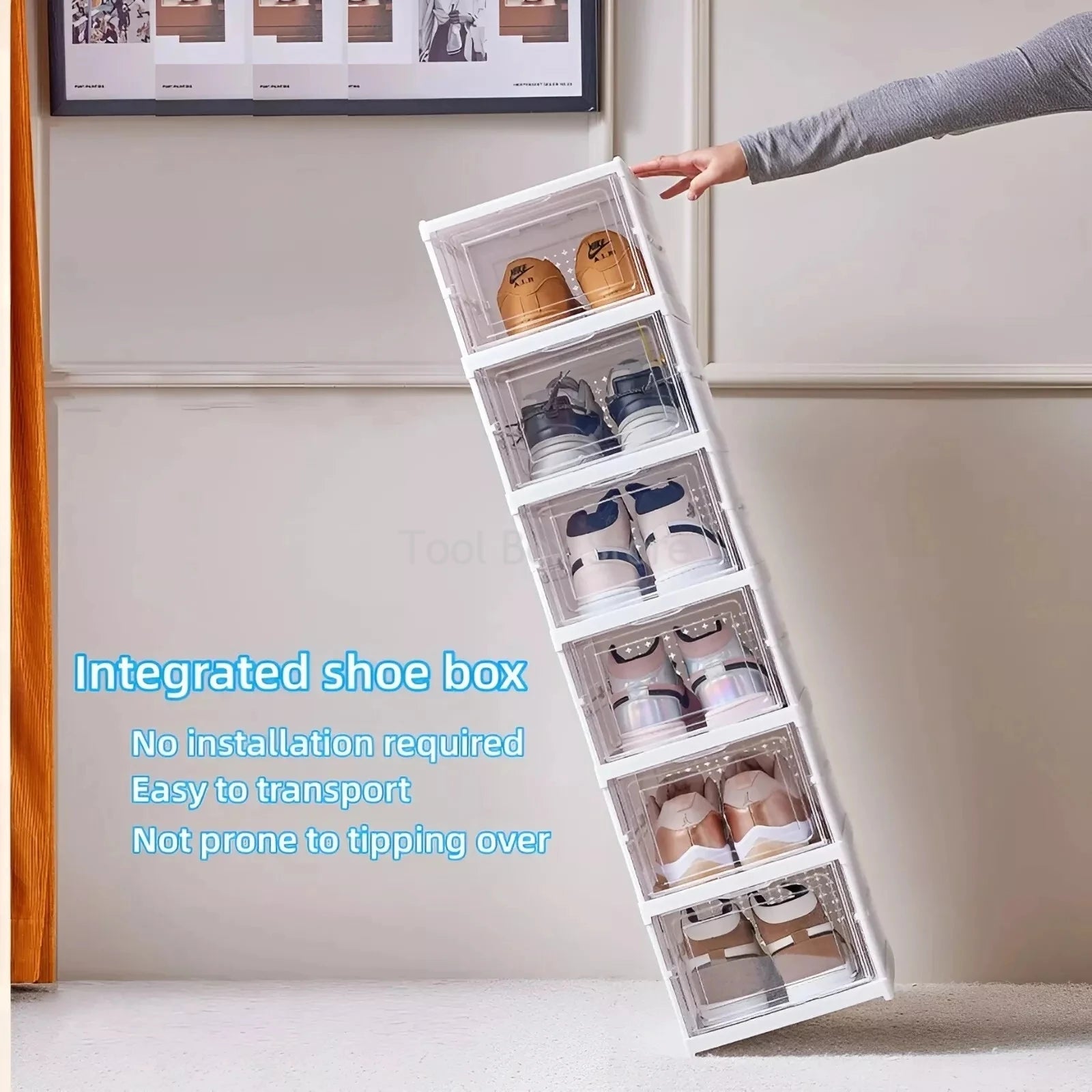 Foldable Shoe Rack Organizer 6 Layers Plastic Transparent Shoes Box Home Sneaker Storage Case Stackable Shoes Cabinet for Closet