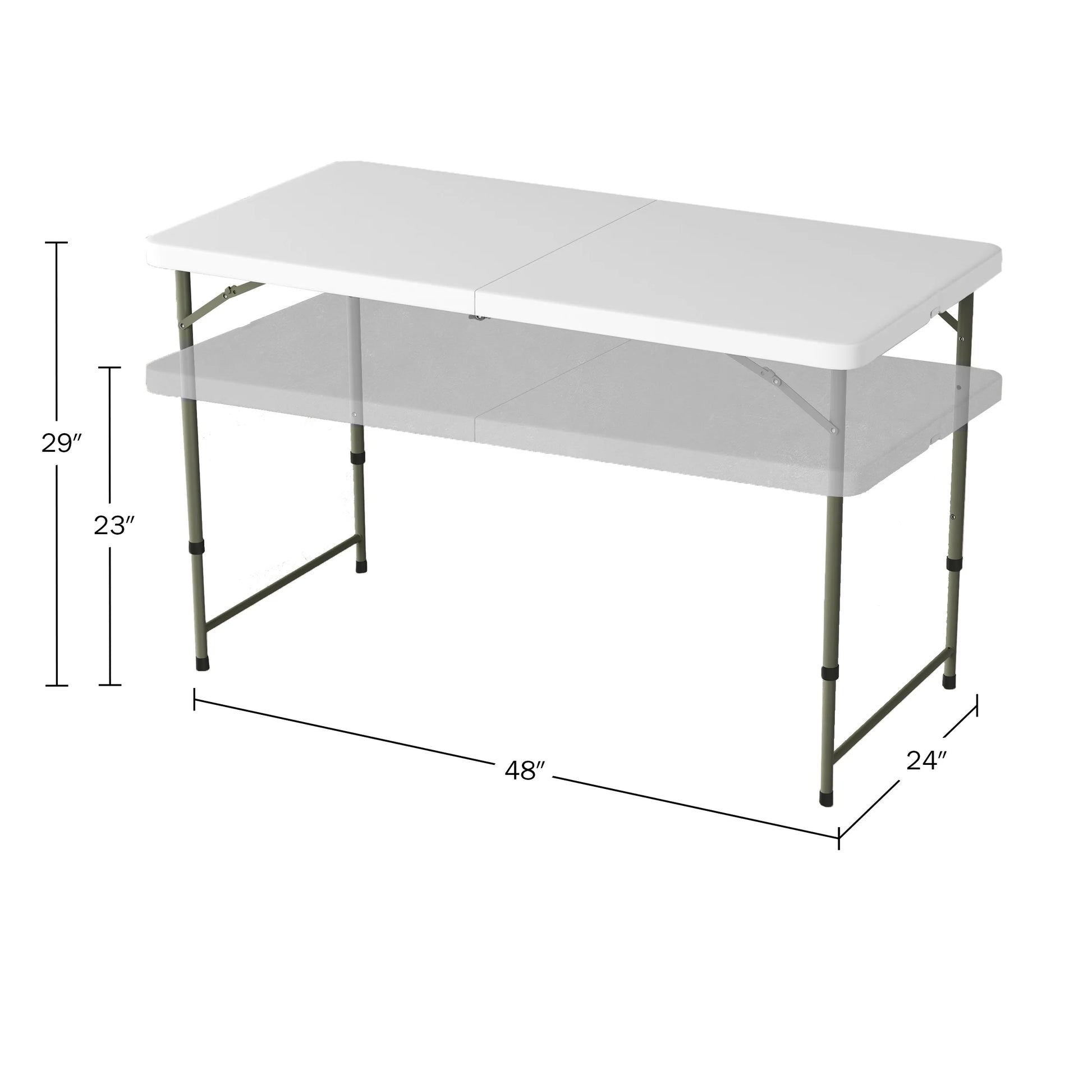 Adjustable Folding Table - 4 Foot Plastic Utility Tabletop