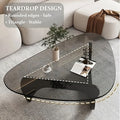 Coffee Tables for Living Room - Triangle Glass Coffee Tablewithwoodenbasemid.Century Modern Abstract End Table for Study Roomofficehotebalcony( Medium 32.3*22.4*15.7)