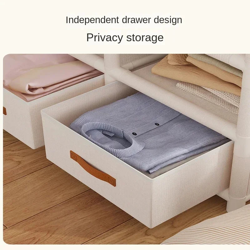 Dustproof Multipurpose Storage Rack, Large Capacity, Simple Assembly Clothes Cabinet Space, Household Wardrobes, Bedroom