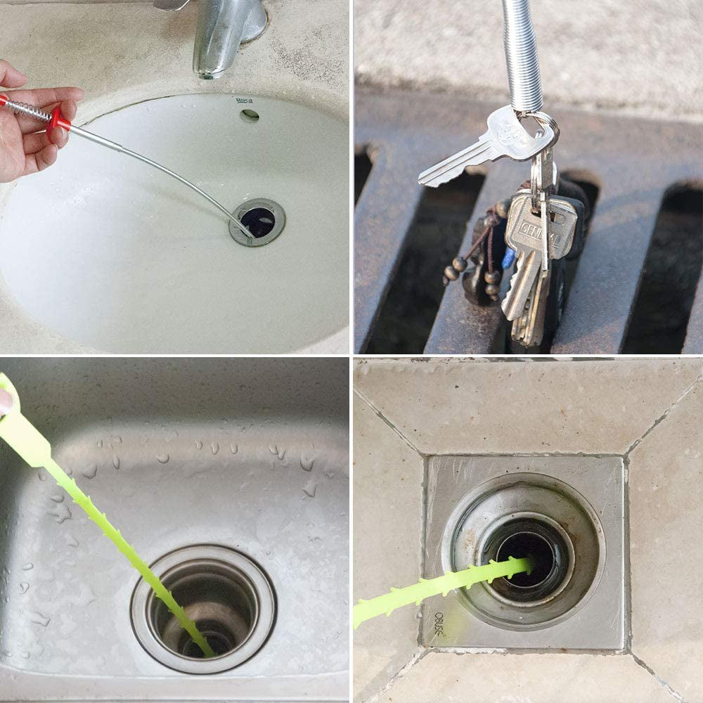 Flexible Grabber Claw Pick up Reacher Tool (Drain Clog Remove Tool), with 4 Claws Bendable Hose Pickup Reaching Assist Tool for Litter Pick, Home and Kitchen Sink, Drains, Toilet (35.4 Inch)