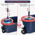 Spin Mop and Bucket System with Wringer Set for Floors Cleaning, Red
