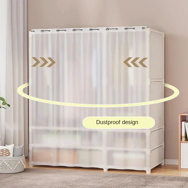 Dustproof Multipurpose Storage Rack, Large Capacity, Simple Assembly Clothes Cabinet Space, Household Wardrobes, Bedroom