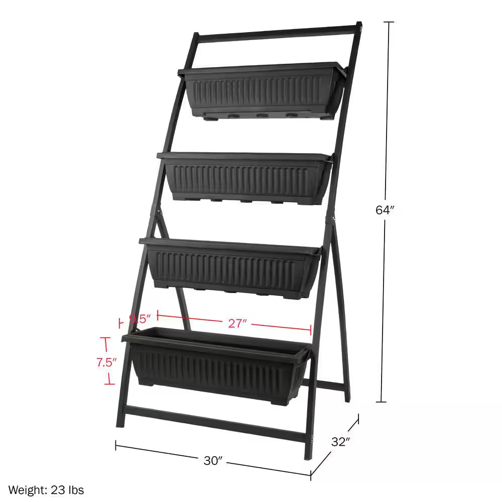4-Tier Vertical Planter, Black