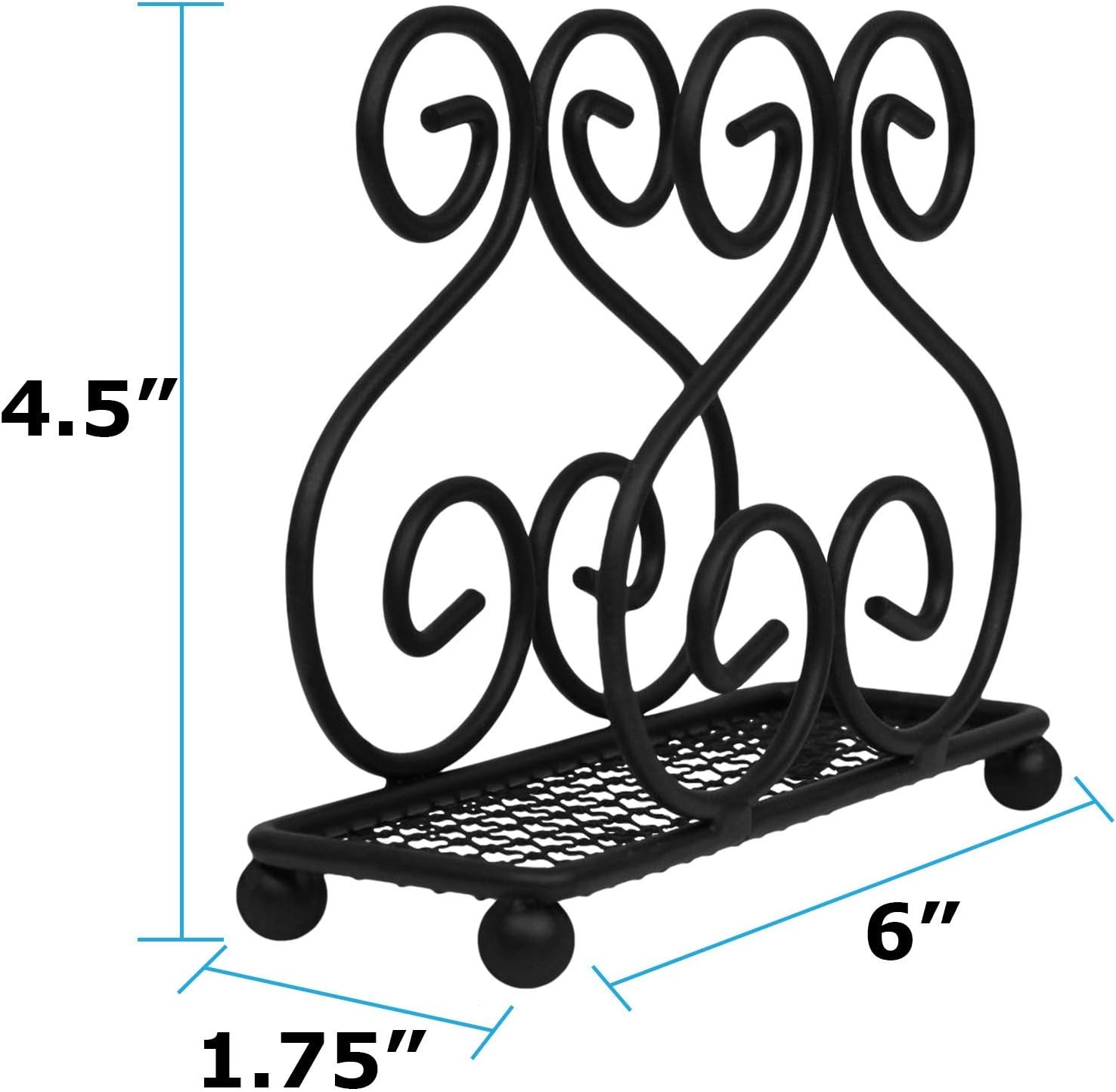 Scroll Collection Napkin Holder – Napkin Holders for Tables, Farmhouse Napkins Holder, Dining Table Napkin Holders for Kitchen, Black