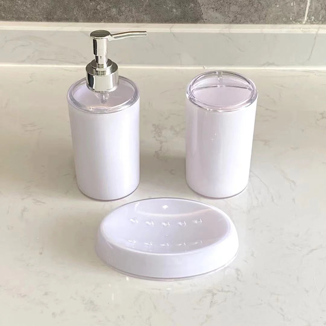 3Pcs/Set Plastic Bathroom Accessories Soap Dispenser Toothbrush Holder Soap Box for Washroom