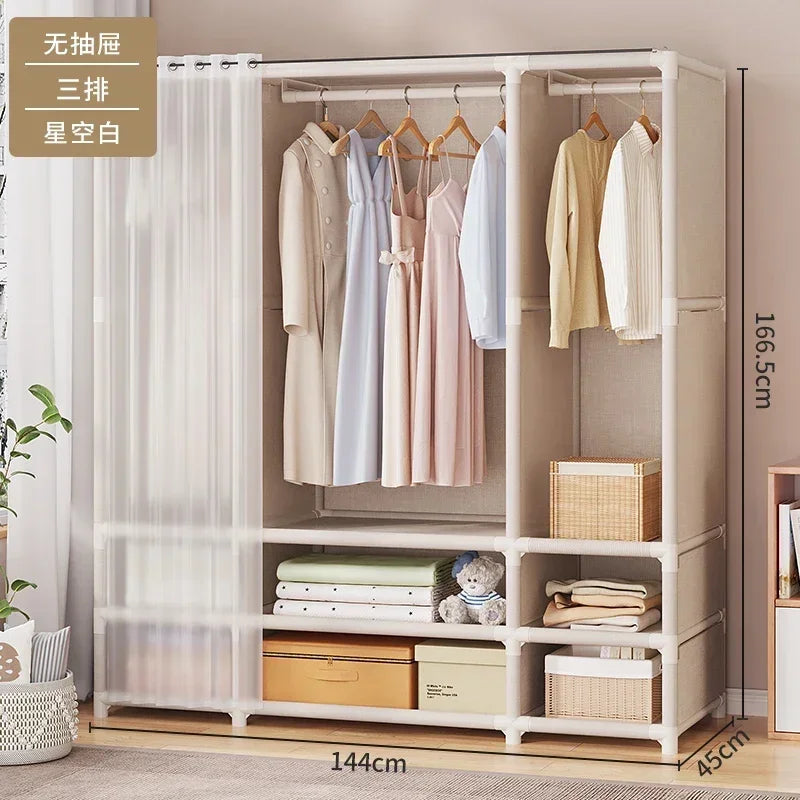 Dustproof Multipurpose Storage Rack, Large Capacity, Simple Assembly Clothes Cabinet Space, Household Wardrobes, Bedroom