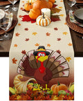 Thanksgiving Turkey Table Runners Fall Leaf Autumn Harvest Pumpkin Non-Slip Rectangle Party Table Decorations Dresser Scarf for Kitchen ,Home ,Dining Table ,Outdoor,13X90 Inches Long,Yellow