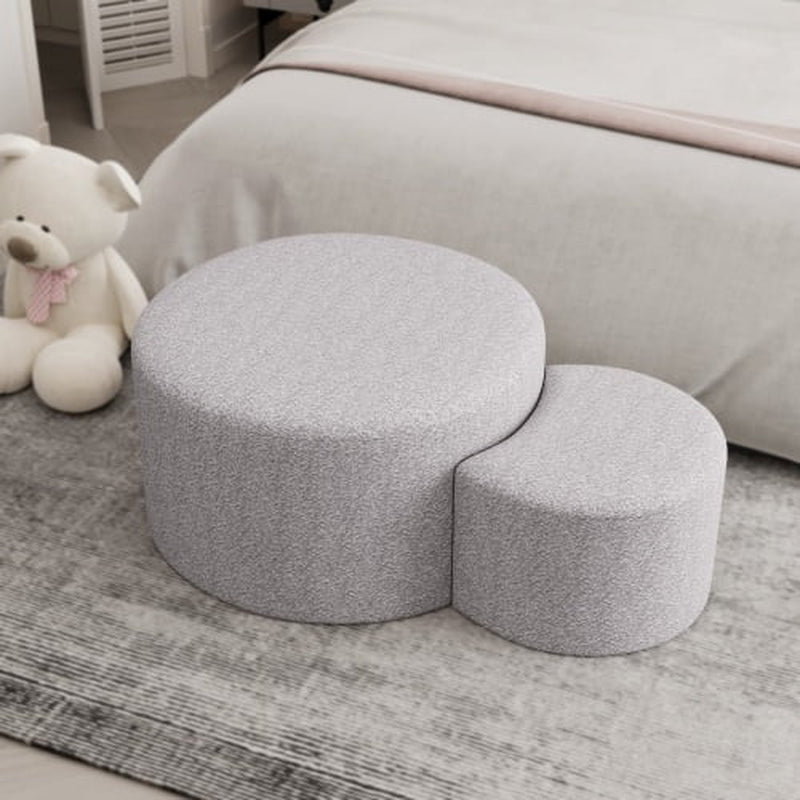 Upholstered Nesting Coffee Tables (Set of 2), Side Table for Living Room, Bedroom, Office, Beige