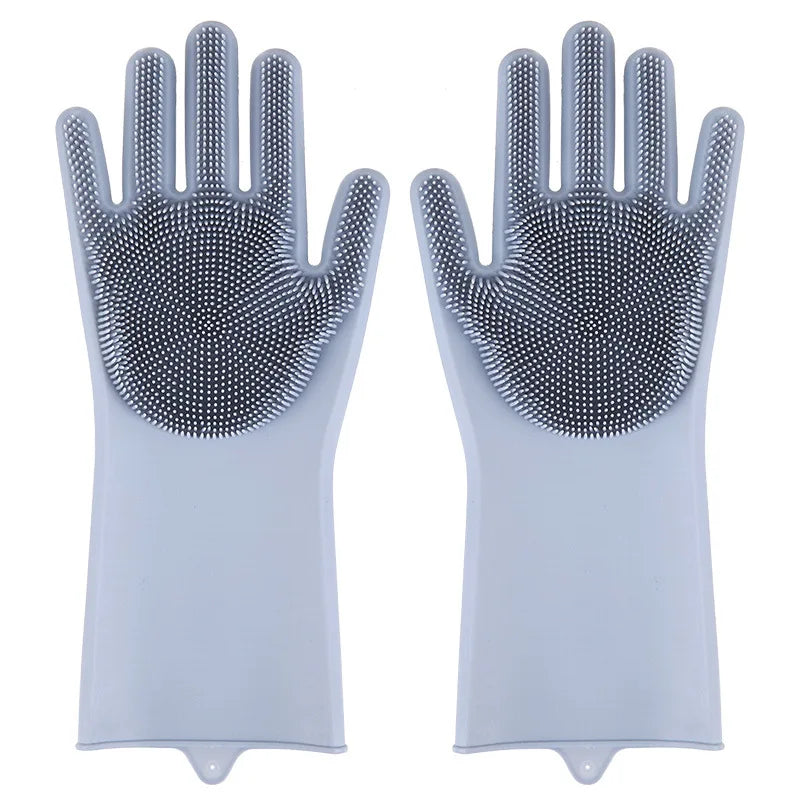 Silicone Dishwashing Gloves Dishwashing and Laundry Insulated Kitchen Cleaning Household Gloves Pet Bathing Gloves